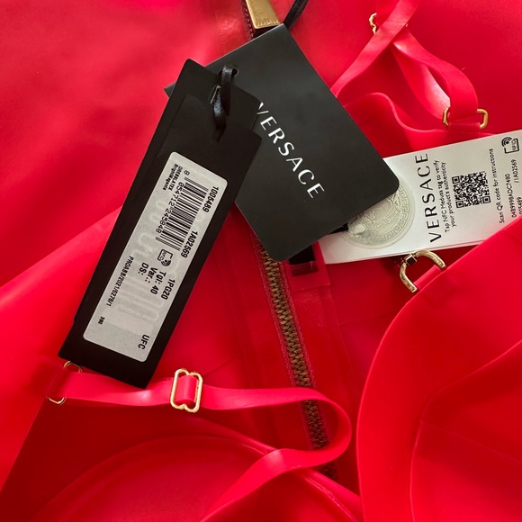 Versace Embellished Cutout Latex Mini Dress ๐ hot pink.. - Picture 13 of 14